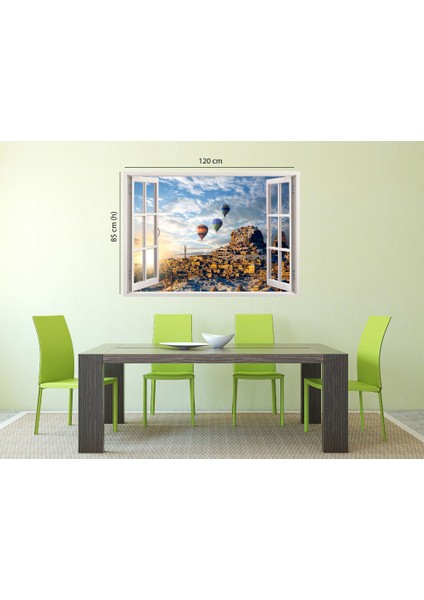 Pencereden Kapadokya Duvar Sticker, 3 Boyutlu Beyaz Pencere Sticker fırsatları