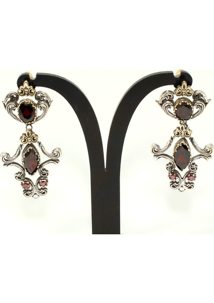 925 Ayar Gümüş ve Bronz Karışımı Garnet Taşlı Otantik Küpe fiyatları
