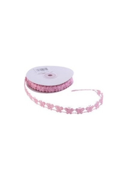 Kurdela Kelebekli Simli 2Cm Pembe 60 Metre
