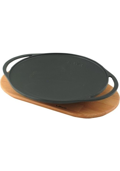 Ahşap Altlıklı Döküm Demir Sac Kavurma Tavası (Ø) 28 Cm