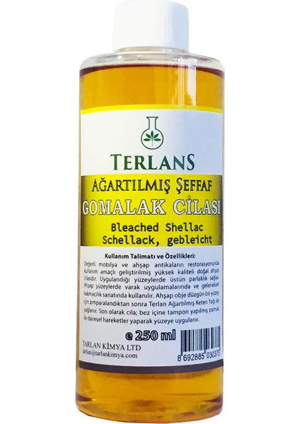 Terlans Ağartılmış Şeffaf Gomalak Cilası 250 ml - Bleached Shellac