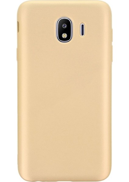 Samsung Galaxy J4 Kılıf Premier Silikon + Nano Glass Koruyucu Gold