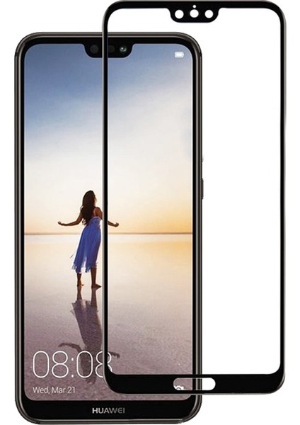 Huawei P20 Full Kapatan Renkli Cam Siyah