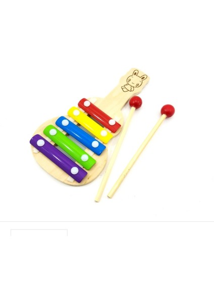 Ahşap Oyuncak Gitar Selefon Ve 2 Adet Marakas