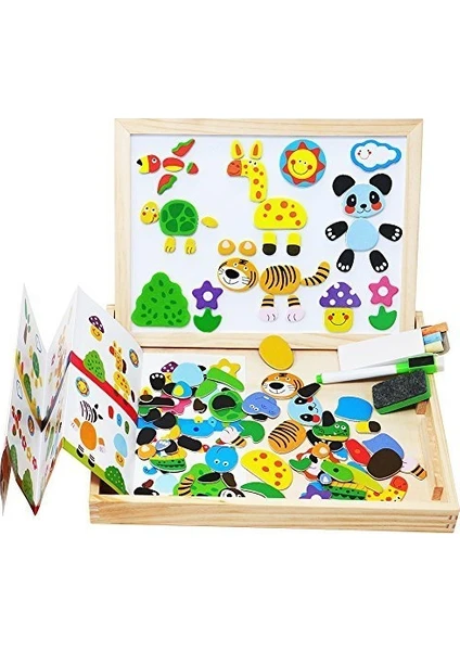 Okul Öncesi Mıknatıslı Yazı Çizim Tahtası Ayıcıklı Forest Animals Magnetic Puzzle