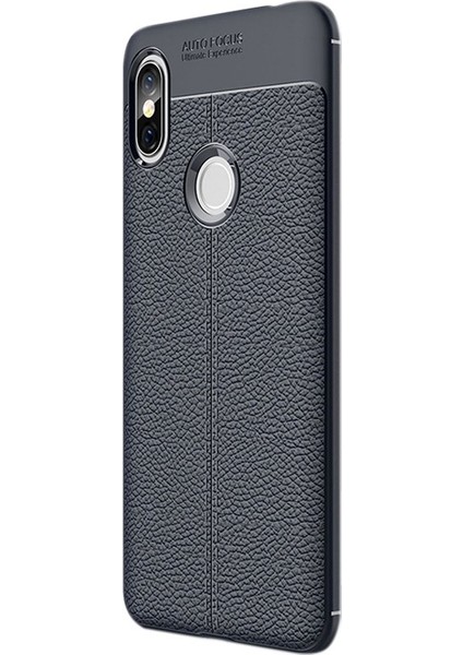 Xiaomi Redmi S2 Kılıf Niss Silikon Deri Dokumalı Koruyucu Lacivert