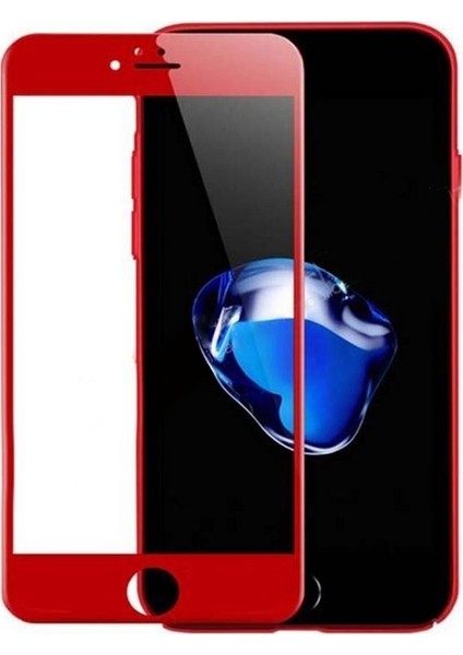 Apple iPhone 6 Plus Full Kapatan Renkli Cam Kırmızı