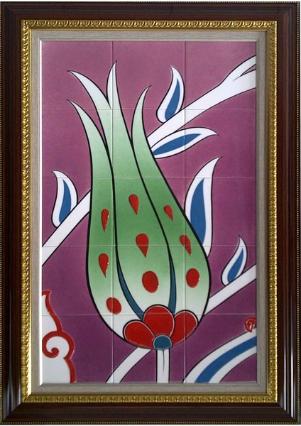 60x100 Cm ED 614 Pembe Lale El dekoru Çini Pano