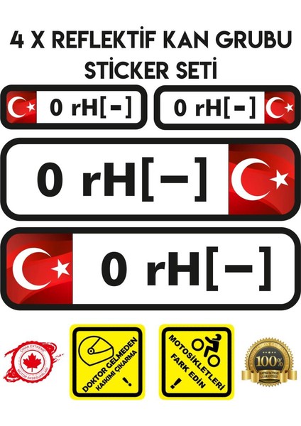 TR 0 rH - Reflektif Kan Grubu Seti Sticker fiyatları