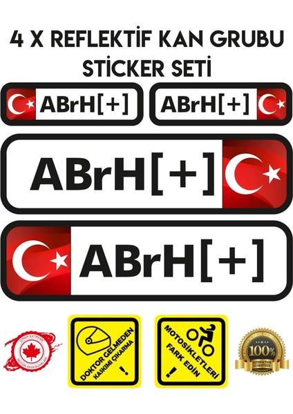 TR AB rH + Reflektif Kan Grubu Seti Sticker