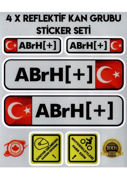 TR AB rH + Reflektif Kan Grubu Seti Sticker