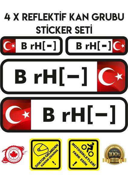 TR B rH - Reflektif Kan Grubu Seti Sticker fiyatları