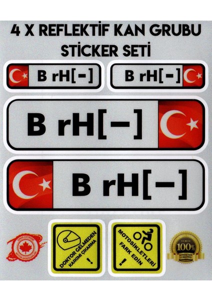 TR B rH - Reflektif Kan Grubu Seti Sticker