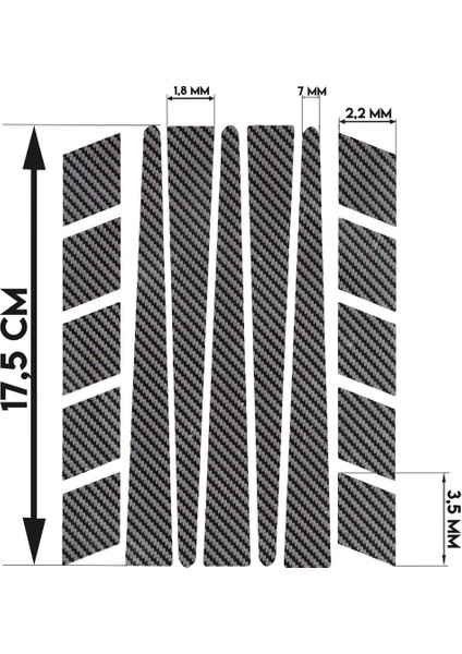 Şerit Şeklinde Gerçek Karbon Fiber Dokulu Sticker