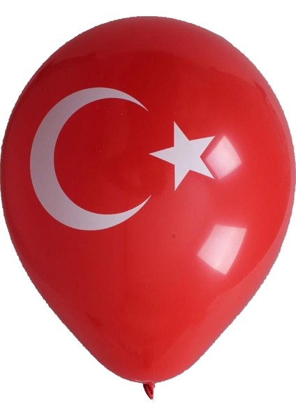 Türk Bayrak Baskılı 16Lı Balon Kırmızı Beyaz Bayrağı Ay Yıldız