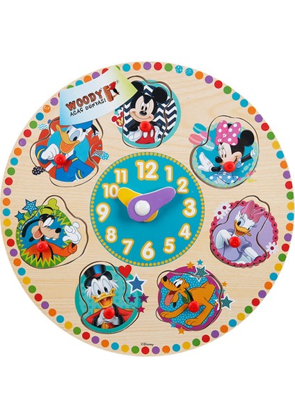 Disney Mickey Mouse Ve Arkadaşları Ahşap Raptiyeli Bul Tak Yapboz Saat