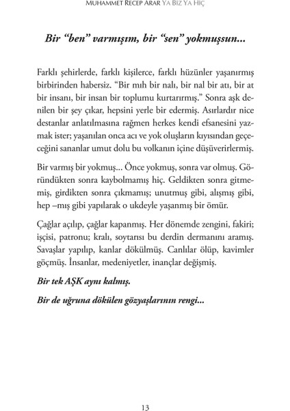 Ya Biz Ya Hiç - Muhammet Recep Arar