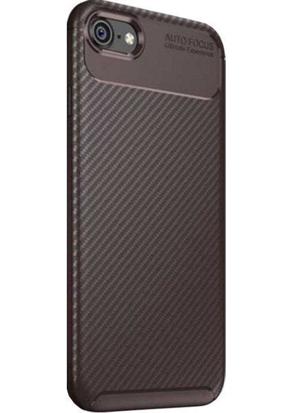 Apple iPhone 8 Kılıf Pc Karbon Delüx TPU Silikon Kahverengi - PKD20