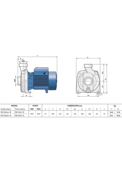 Pro-Ngam 1A Full Paslanmaz Döküm Gövdeli Foseptik Santrafüj Pompa Manofaze (220V) 1 Hp