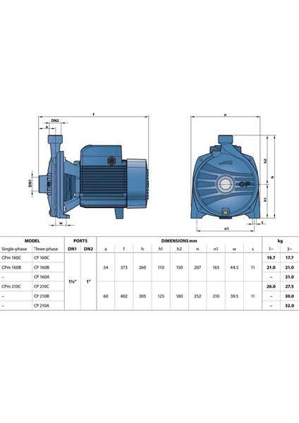 Cp 210C Trf Tek Fanlı Santrifüj Pompa (Trifaze)