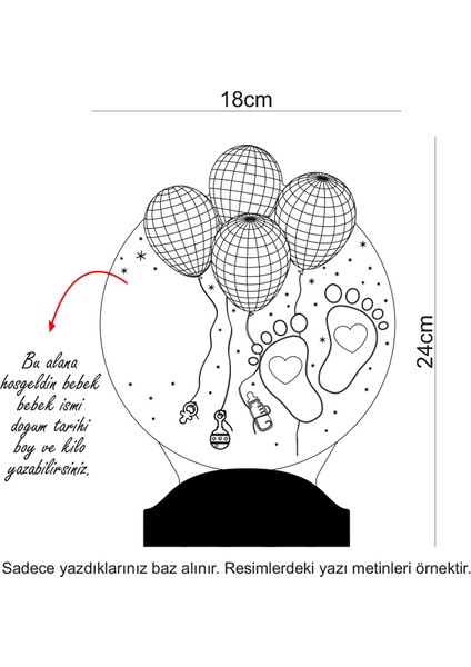 Kişiye Özel Hoşgeldin Bebek 3 boyutlu LED Lamba