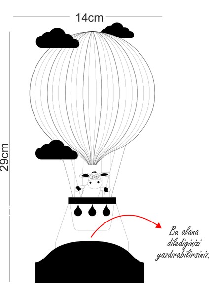 Kuzulu ve Balonlu LED Lamba - Çocuğa Doğum Günü Hediyesi, İsimli Bebek Odası Dekoru, Çocuk Odası İçin Kişiye Özel Hediye