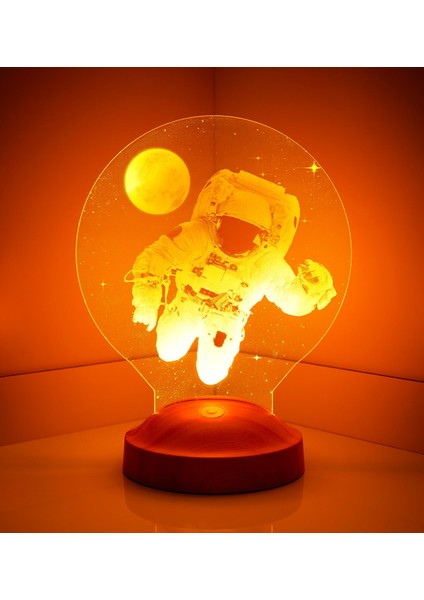 Astronot 3 Boyutlu Led Lamba