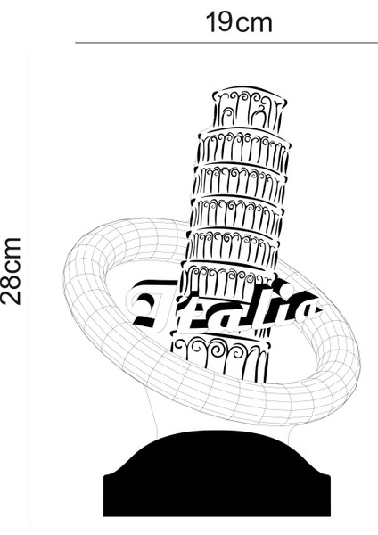 3 Boyutlu Pisa Kulesi 3 Boyutlu LED Lamba