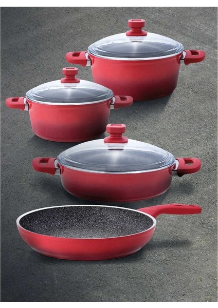 Titan Granit 7 Parça Tencere Takımı Kırmızı fiyatları