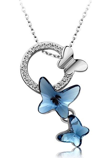 Swarovski Taşlı Kelebek Kolye (Altın Kaplama)