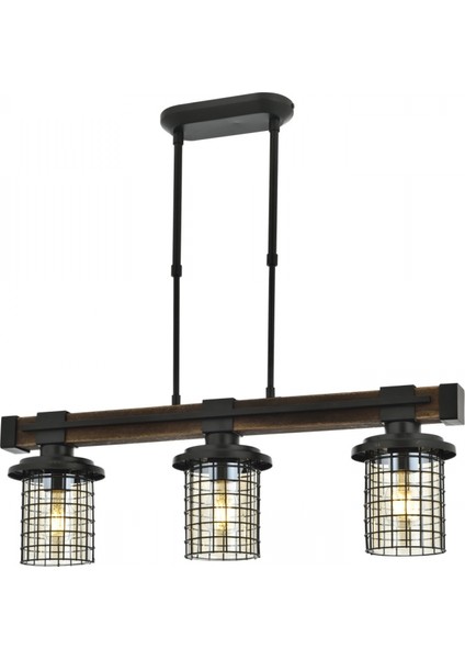 AV-60002-3EY Eskitme Kaplama Modern Avize E27 Metal Ahşap Cam 75x15cm