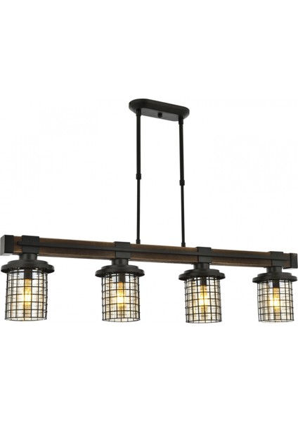 AV-60002-4EY Eskitme Kaplama Modern Avize E27 Metal Ahşap Cam 95x15cm