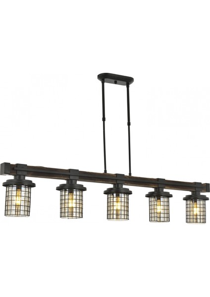 AV-60002-5EY Eskitme Kaplama Modern Avize E27 Metal Ahşap Cam 121x15cm