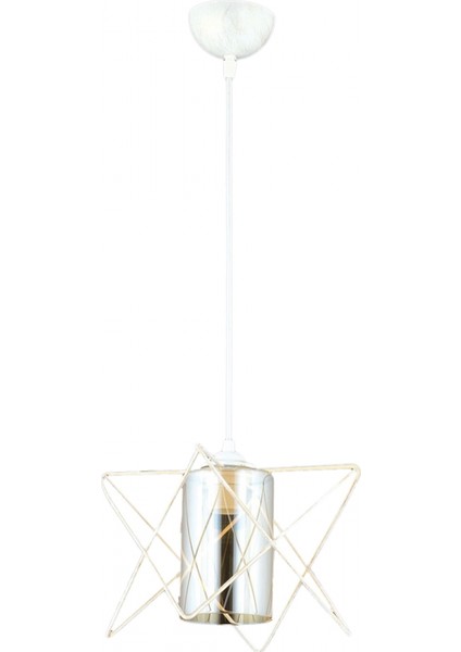 AV-65076-KRM Krem Boyalı Modern Avize E27 Metal Cam 20x20cm