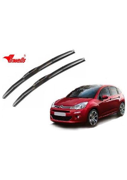 Citroen C3, 2002 - 2009 / Silecek, Hibrit Tip, Takım, 600mm-450mm