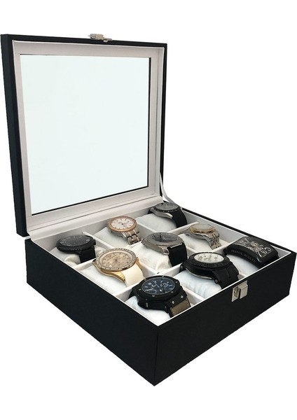 Saat Kutusu 9'lu Siyah içi Beyaz