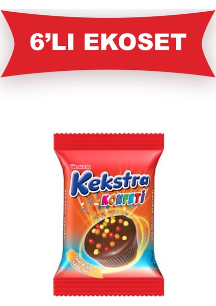 Kekstra Konfeti Muf.Kek Kakaolu 38gr 6'Lı Kek