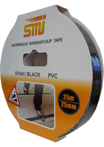 25 Mm 25 Metre Siyah Kaydırmazlık Bandı