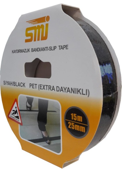 25 Mm 15 Metre Siyah Kaydırmazlık Bandı