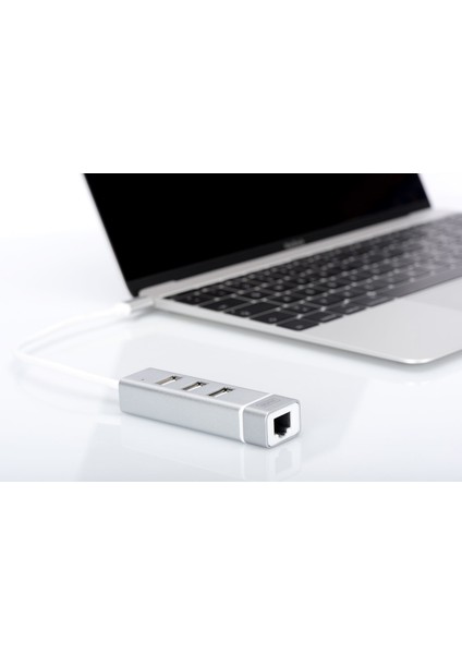 DA-70253 3 Port Usb Tip C Hub & Fast Ethernet Lan Adaptörü 3 X Usb A/Diş (Usb 2.0), 1 X Rj45 Dişi (10/100), 1 X Usb Tip C