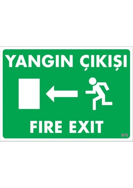 Uyarı Levhaları ''Yangın Çıkışı- Sol'' Pvc 25*35