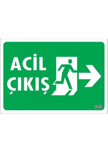 Uyarı Levhaları "Acil Çıkış - Sağ " Pvc 17,5*25