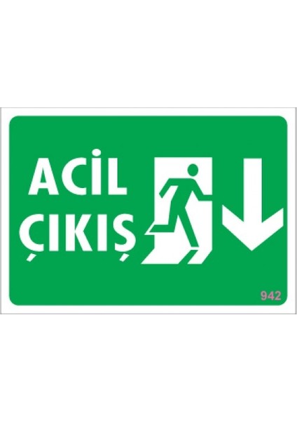 Uyarı Levhaları "Acil Çıkış - Aşağı" Pvc 17,5*25