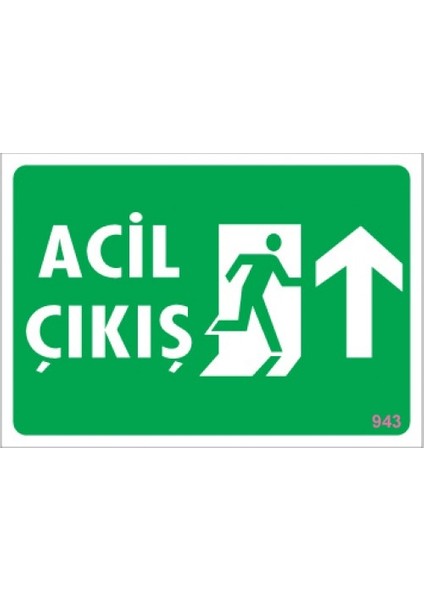 Uyarı Levhaları "Acil Çıkış - Yukarı" Dekota Fotolümen 17,5*25