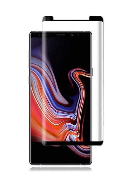 Case 4U Samsung Galaxy Note 9 Tam Kaplayan Tamperli Cam Ekran Koruyucu Curved Kırılmaz Kenar Siyah