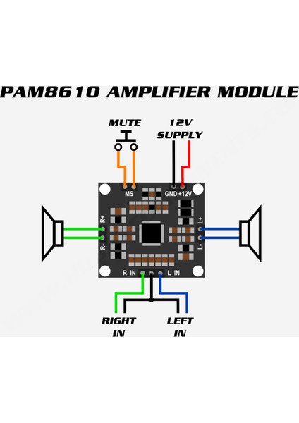 2x15W Amplifikatör Devresi 15W stereo PAM8610 Anfi - Amfi Ses Yükseltici