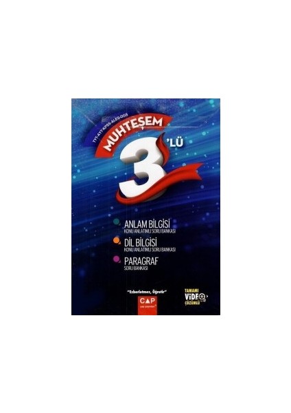 TYT AYT KPSS ALES DGS Muhteşem 3'lü Set Anlam Bilgisi Dil Bilgisi Paragraf Tamamı Video Çözümlü