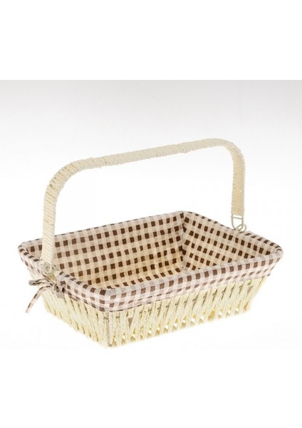 Unr-8284 Hasır Örme Ekmek Sepeti Krem Dikdörtgen 25X17X12 CM