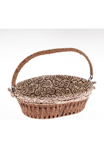 Unr-8282 Hasır Örme Ekmek Sepeti Kahve Oval 25X17X12 CM