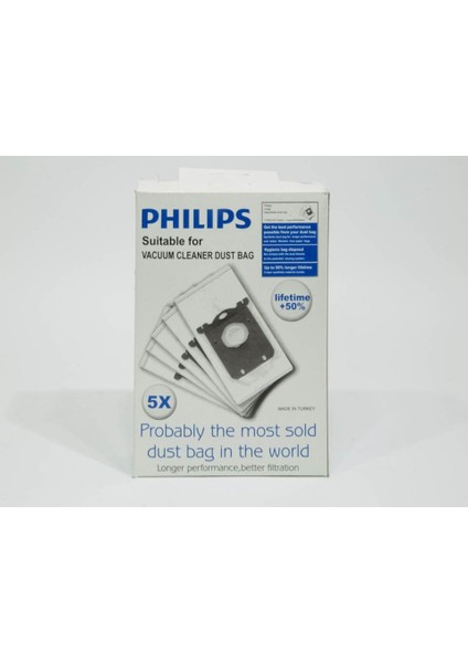 Philips s-bag FC8021/03 Elektrikli Süpürge Torbası - 5 Adet Yeni Kutu